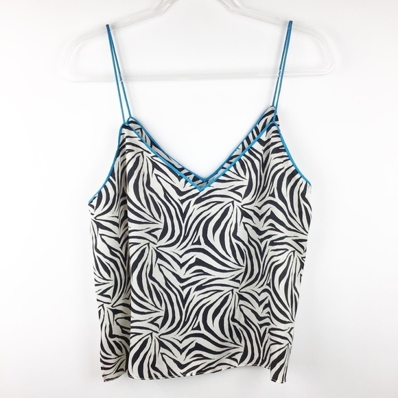 TOPSHOP Zebra Print Piped Cami Top l Women’s 10 - Picture 1 of 8